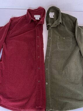 Long-Sleeve Corduroy Button-Down Shirt - Red